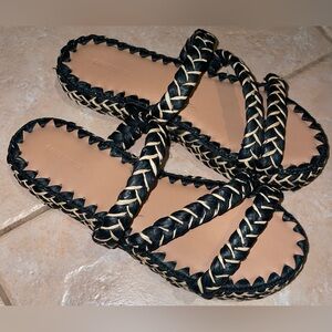 Carrie Forbes Revolve Women’s Amalfi Raffia Three Band Flatform Sandals 40 10